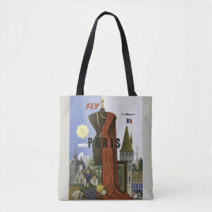 Bolsa Tote Fly Paris France Viagens vintage