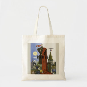 Bolsa Tote Fly Paris France Viagens vintage