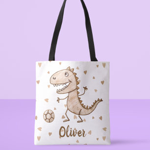 Bolsa Tote Fofa Dino Mini Jogando Futebol Personalizado