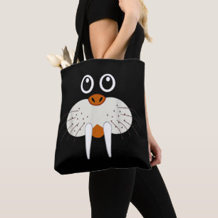Bolsa Tote Fofa Fantasia de Morsa Animal Divertida de Hallowe