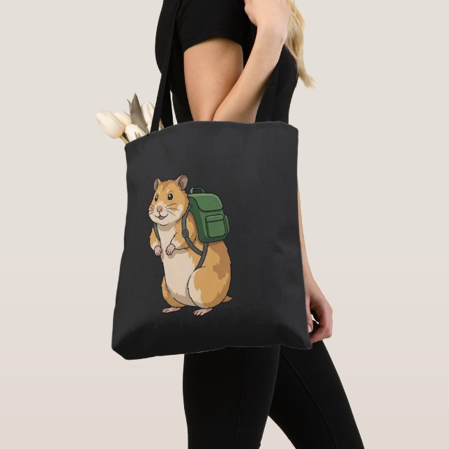 Bolsa Tote Fofa Mochileiro Hamster com Mochila (Close Up)