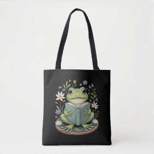 Bolsa Tote Fofo Cottagecore Floral Sapo Estético Natureza