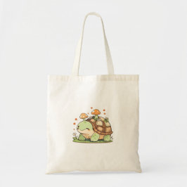 Bolsa Tote Fofo Design Kawaii de Casa de Tartaruga na Florest