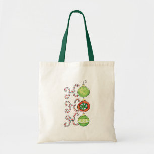 Bolsa Tote Fofo Natal Ho Ho Ho, Doces Canudos Enfeites