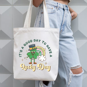 Bolsa Tote Fofo Trevo da Sorte Retro Dia de São Patrício