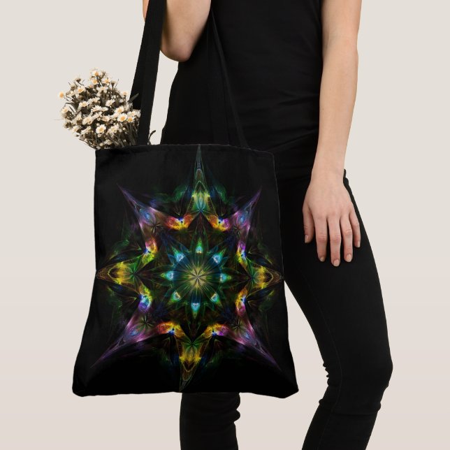 Bolsa Tote Fogo Quântico - Sagrada Geometria Cosmic Mandala (Close Up)
