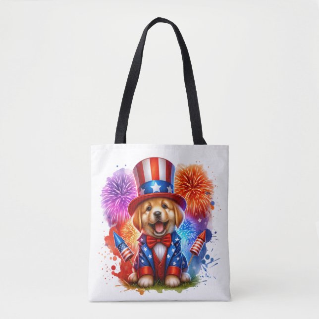 Bolsa Tote Fogos de artifício lindos do tio Patriótico Sam Pu (Frente)