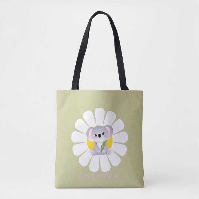 Bolsa Tote Fogueira de ursinho de coala e flor de ursinho Zoo (Frente)