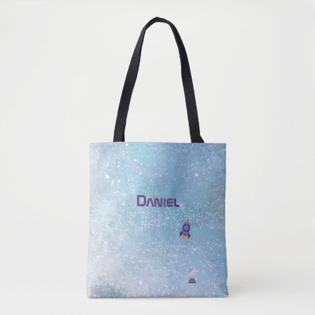 Bolsa Tote Foguete espacial para a Lua com Personalidade de S (Frente)