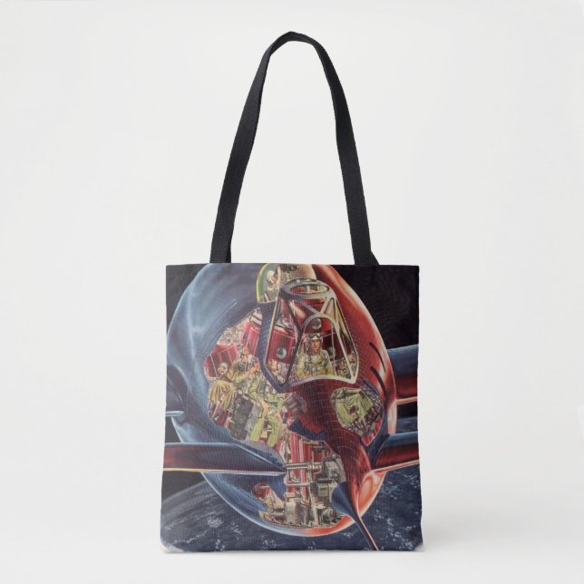 Bolsa Tote Foguete Espaçonave de Astronauta de Ficção Científ (Frente)