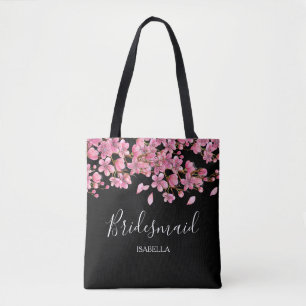 Bolsa Tote Foguetes De Cereja Rosa Em Bridesmaid Negra