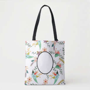 Bolsa Tote Folclore Florals Adicionar nome, monograma, text