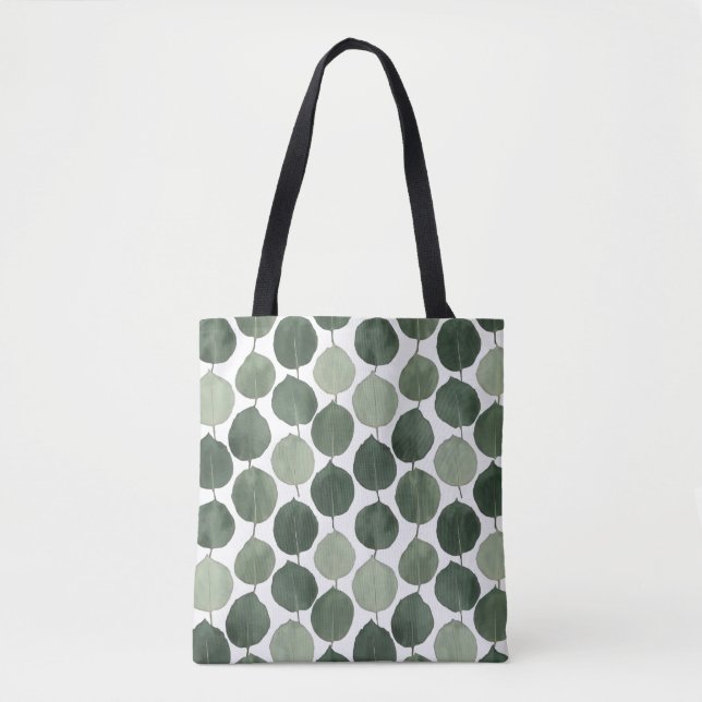 Bolsa Tote Folha de Eucalipto em Verde Salvia Padrão Botânico (Frente)