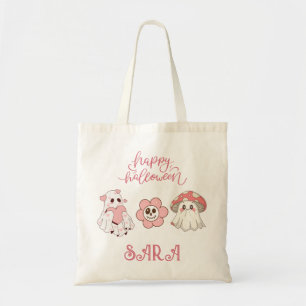 Bolsa Tote Folha de Folha Bonita com Flor Fantasma e Cogumelo