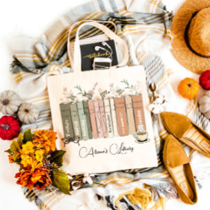 Bolsa Tote Folha de Livros Florais Ilustrada