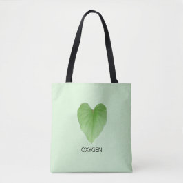 Bolsa Tote Folha de Planta em Forma de Coração Verde Moderno