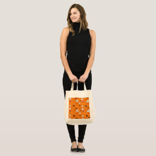 Bolsa Tote Folha fantasma de Gato Bonito Dons de abóbora de H