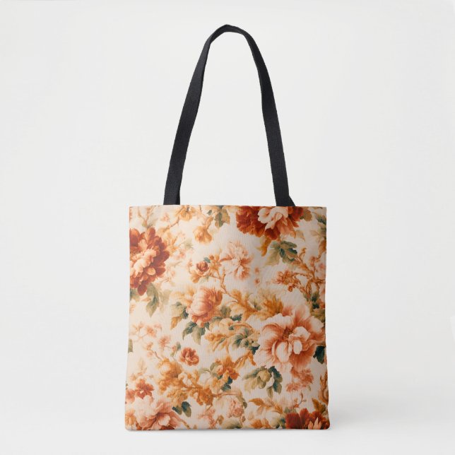 Bolsa Tote Folha Floral Castanha-Ouro requintada (Frente)