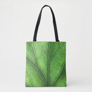 Bolsa Tote Folha verde num saco de toques de mercado