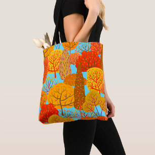 Bolsa Tote Folhagem de Quebra de Padrão das Árvores do outono