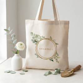 Bolsa Tote Folhagem Dourada Botânica Personalizada