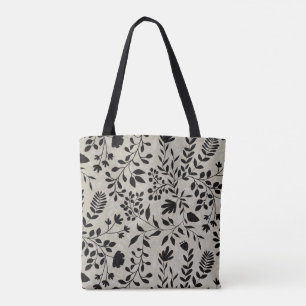 Bolsa Tote Folhagem Encantada Padrão de Jardim Floral Bonito