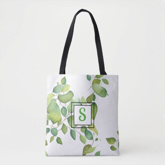 Bolsa Tote Folhagem verde de eucalipto aquoso (Frente)