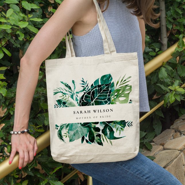 Bolsa Tote Folhagem Verde De Monstera Tropical Mãe De Noiva (Criador carregado)
