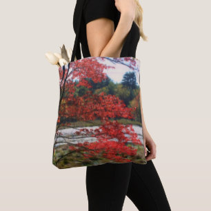 Bolsa Tote Folhagem Vermelha de Outono Pântano Natureza