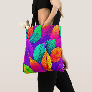 Bolsa Tote Folhagem Vibrante: Cartoon Neon
