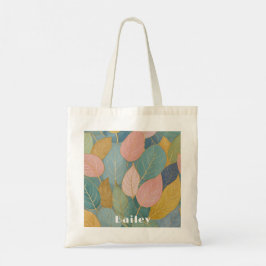 Bolsa Tote Folhagem Whimsical: Pastel Deixa Saco