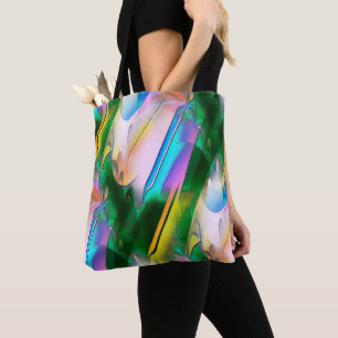 Bolsa Tote Folhas abstrato coloridas com estilo psicodélico