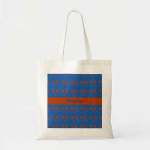 Bolsa Tote Folhas Bonito de ferrugem botânica no Design azul