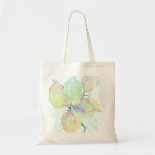 Bolsa Tote Folhas Botânicas em Aquarela Amarelo Verde Pastel