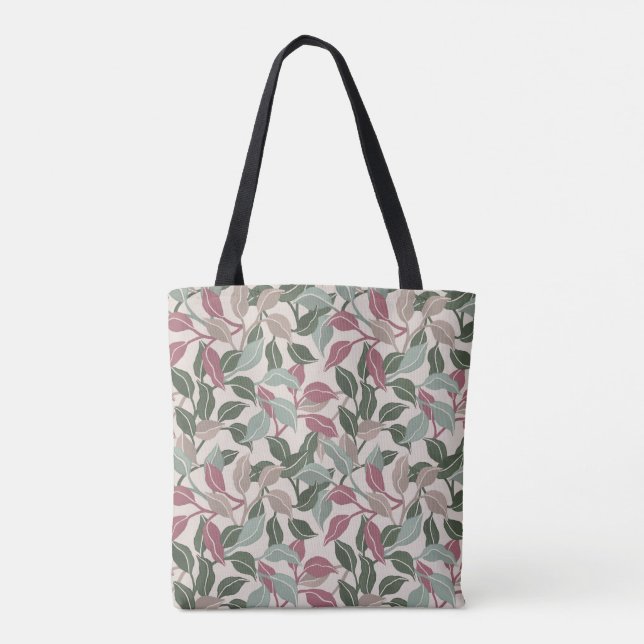 Bolsa Tote Folhas Botânicas Sage Blush Neutro Elegante (Verso)