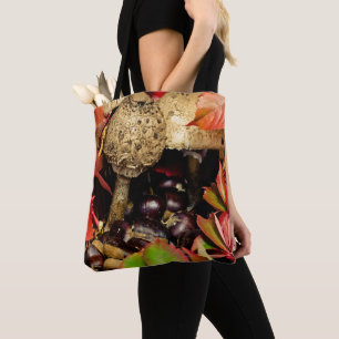 Bolsa Tote Folhas, castanhas e cogumelos da queda do outono