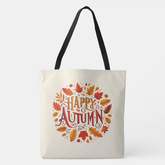Bolsa Tote folhas clássicas e feliz outono (Frente)