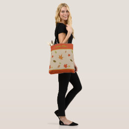 Bolsa Tote Folhas Coloridas de Outono com texto personalizado