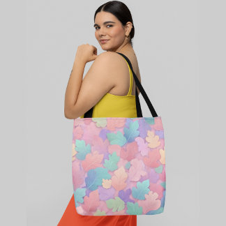 Bolsa Tote Folhas coloridas de outono de fundo pastoso