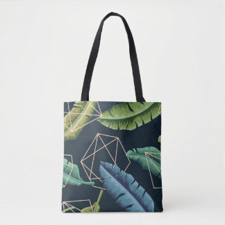 Bolsa Tote Folhas de abstrato: Linha Poligonal Sem Costura.