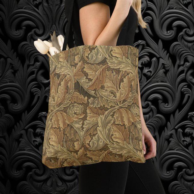Bolsa Tote Folhas de Acanto por William Morris, Têxtil Antigo (Acanthus Leaves by William Morris, Antique Victorian Textile  Art All-Over-Print Tote Bag)