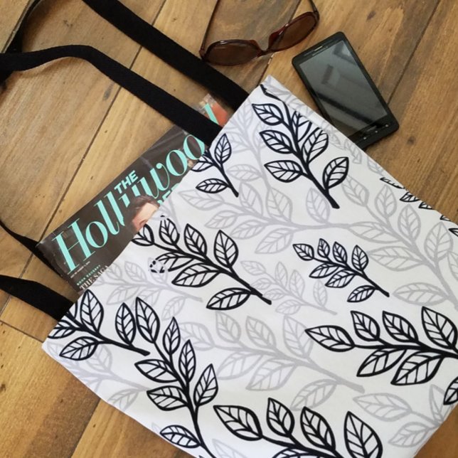 Bolsa Tote Folhas de Cinza e preto (Criador carregado)