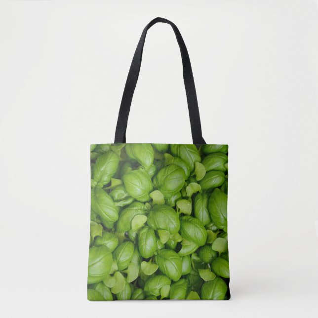 Bolsa Tote Folhas de manjericão verde (Frente)