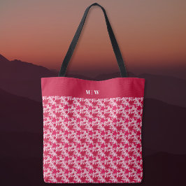 Bolsa Tote Folhas de Mapeamento em um Plano de Fundo Rosa