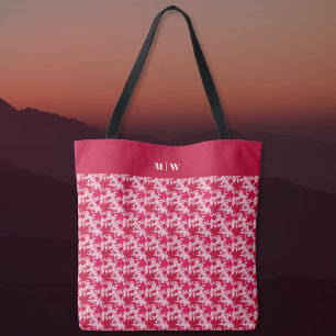 Bolsa Tote Folhas de Mapeamento em um Plano de Fundo Rosa