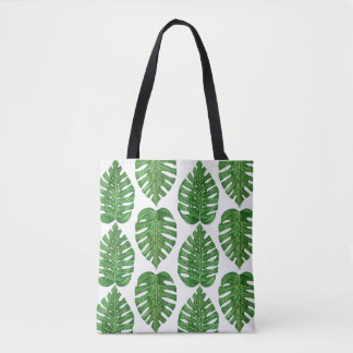 Bolsa Tote Folhas de Monstera da aguarela