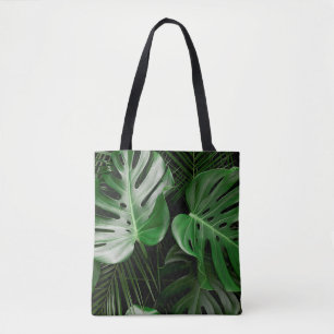 Bolsa Tote Folhas de monstera verde e palmeiras