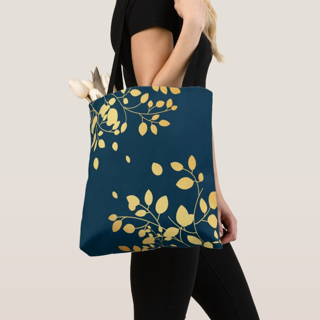 Bolsa Tote Folhas de ouro 8 (Close Up)