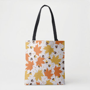 Bolsa Tote Folhas de outono, design de colheita sem costura.