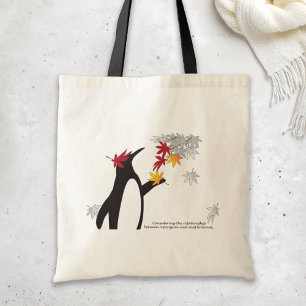 Bolsa Tote Folhas de outono e Pinguim Engraçado